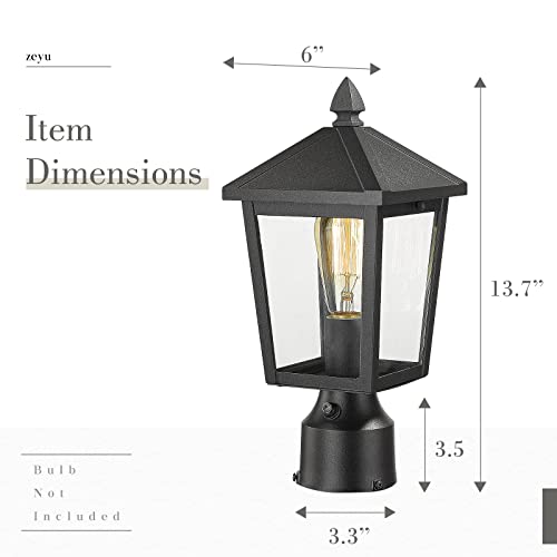 Image of zeyu 2 Pack Dusk to Dawn Outdoor Post Lights, Industrial Pole Light for House Courtyard, Die-Cast Aluminum with Clear Glass, Black Finish, 20076PS-PC-2PK BK