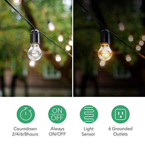 Bn-Link Outdoor Power Strip Yard Stake Timer(W Remote Control) With Photocell Dusk Till Dawn, Or On At Dusk & 2, 4, 6, 8 Hour Countdown, 6 Grounded Outlets 6 Ft Cord Weatherproof 1875W/15A Etl Listed #TOP1