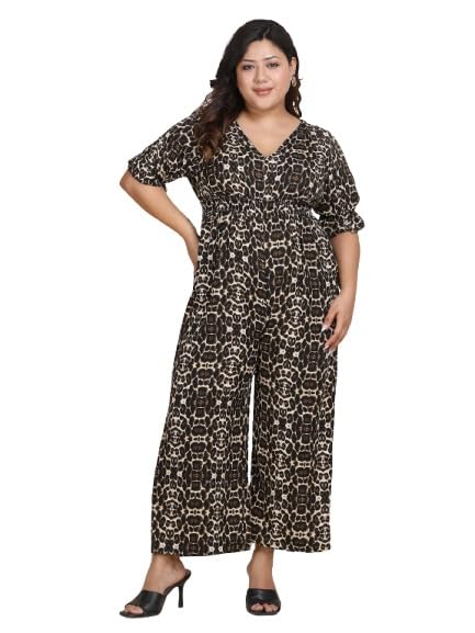 Plus Size Printed Waist Smocked Jumpsuit-image-36