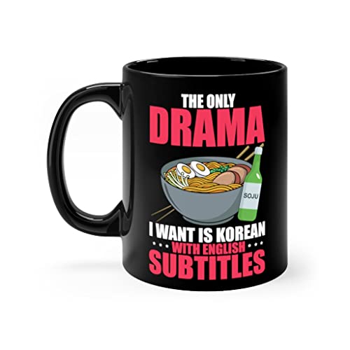 11oz Black Coffee Mug Ceramic Hilarious Korean Drama With English Subtitles Watching Lover Humorous...