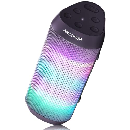 Bluetooth Speaker with Cool Lights, Stocking Stuffers for Men Women Teens Boys Girls, Portable Wireless, IPX4 Waterproof, White Elephant Gifts for Adults, HD Sound, TWS Pair, for Home/Party/Outdoor