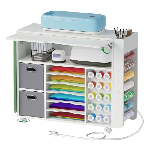Coolfat Craft Table, Craft Organizers and Storage, 2 Drawers Rolling
