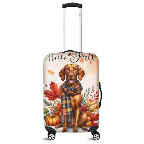 Hello Fall Vizsla Scarf Welcome Autumn with Leaves Pumpkins Travel Luggage Cover Vizslas Dog Lover Gifts Idea Suitcase Dust Protective Decor - 00011