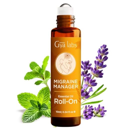 Gya Labs Migräne ätherisches Öl Roll on - Migräne Relief Stick Roller, schnellen Komfort für Kopf Spannungen, 100% rein und natürlich, Blend mit Pfefferminzöl (10ml)