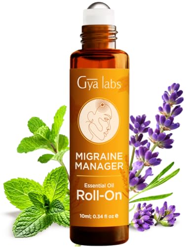 Gya Labs Migräne ätherisches Öl Roll on - Migräne Relief Stick Roller, schnellen Komfort für Kopf Spannungen, 100% rein und natürlich, Blend mit Pfefferminzöl (10ml)