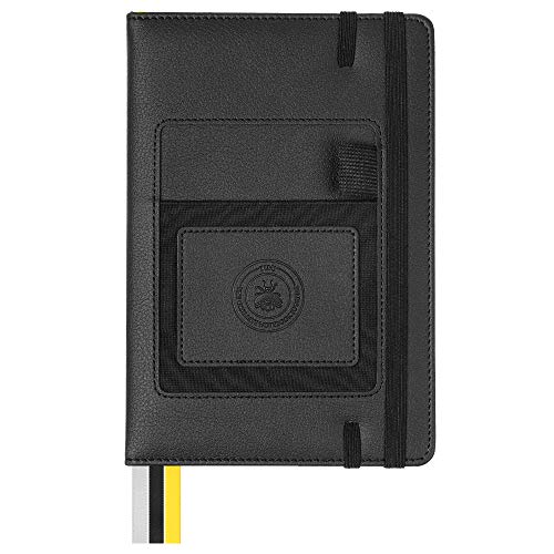 T.U.N.J. The Ultimate Notebook Journal - A5 Professional Business Daily Planner Lined Journal Organizer - Pocket for Phone! Personal Agenda, Daily Checklist, To-Do List Notebook, Black, 250 Pages