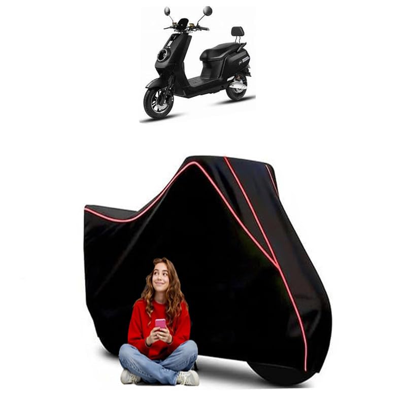 Image of E Bike Glob Standard Scooty Bike Cover Water Resistant Outdoor Use Universal Fit Scooters Motorcycles Heavy Duty UV Protection Dust Rain Scratch Resistant Elastic Bottom Black Blue Piping