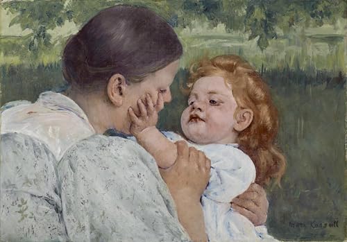 Tableaux Toile Mary Cassatt pour salon chaleureux - Poster déco Caresse maternelle 60x90