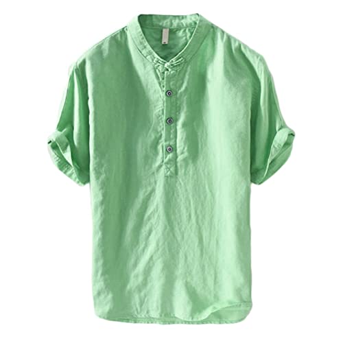 Onsoyours Camicia Uomo Camicie di Lino a Maniche Lunghe Camicie