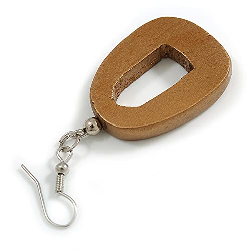 Pendientes de gota de madera pintados en bronce dorado de 55 mm y talla única 4