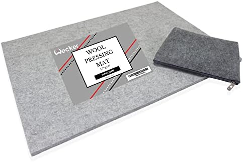 Wecker Wool Pressing Mat 17 x 24 Wool Ironing Mat for Quilters - 100% Heat Absorbent New Zealand Felt Pad for Quilting, Sewing - Complete with Felt Storage Pouch for Quilting Tools