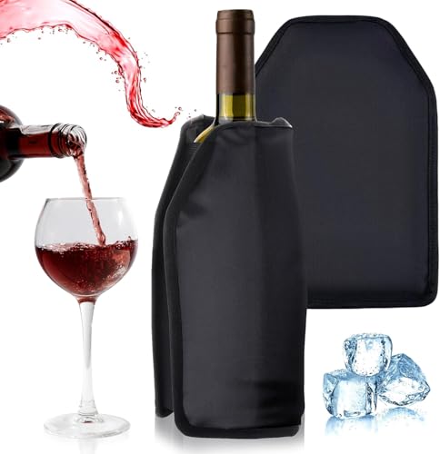 PRECORN Premium Weinkühler Manschette Schwarz – Wiederverwendbar & Flexibel – Weinkühler für Standardflaschen – Kühlmanschette für Wein, Sekt & Champagner – Ideal für Partys, Picknick, Reisen