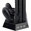 FASTSNAIL Vertical Stand for PS4 Pro with Cooling Fan, Controller Charging Station for PlayStation 4 Pro, Charger for DualShock 2 Controller with LED Indicator for PS4 Pro Accessories