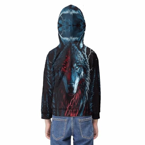 Pull décontracté loup à capuche vêtement de mi-saison pour le collège - 6