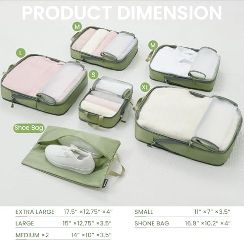 Image of BAGAIL 6 Set Ultralight Compression Packing Cubes Packing Organizer for Travel Accessories Luggage Suitcase Backpack