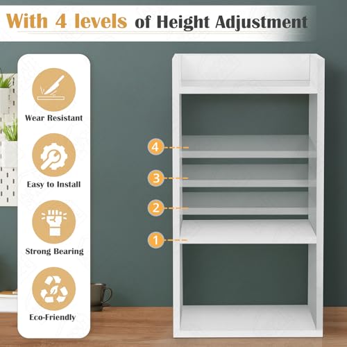 Image of ABOUT SPACE Side Table - Bed Side Tables for Bed Room with 2 Adjustable Shelves | DIY Engineered Wood Night Stand with Storage, Open Display End Table for Home Office(L 33 x B 24 x H 61.5 cm - White)