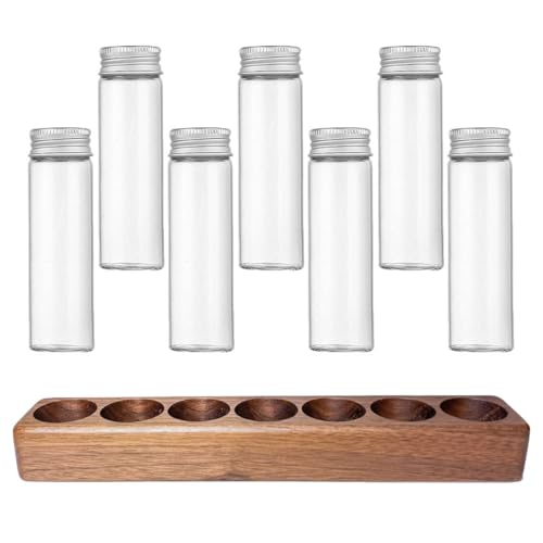 Tuberías de vidrio para almacenamiento de café con soporte de madera