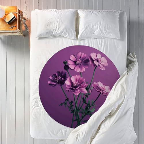 Couverture ronde 150 cm violette en plaid canapé et voyage - 7