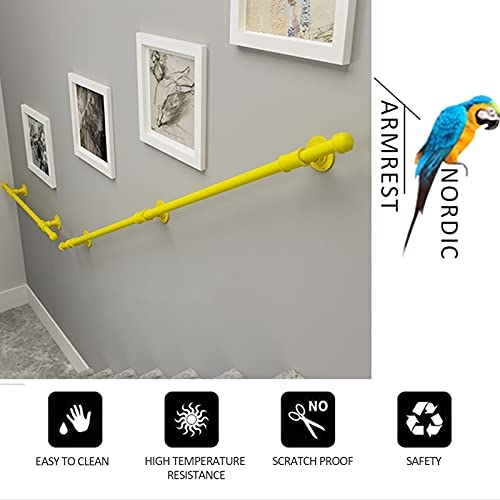 Rambarde d'escalier en fer jaune de 2 m avec supports pour villa