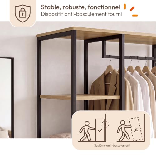 IDMarket - Dressing penderie étagères L. 90 cm Detroit Design Industriel – vue 5