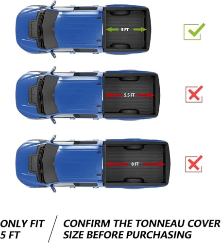 Image of American Flag Soft Tri-Fold Truck Bed Tonneau Cover fits 2019-2026 Ford Ranger Styleside /Fleetside Truck Cargo | 5ft Short Bed