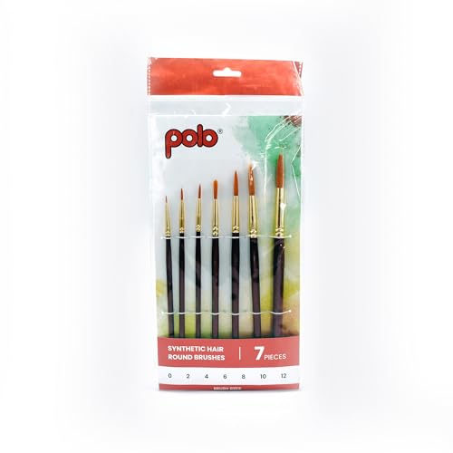 Image of polo Synthetic Hair Round Paint Brush Set - 7 Piece Collection | Professional Artist Brushes for Acrylic, Watercolor, Oil Painting | Fine Detail, Roun