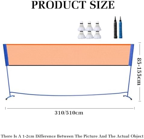 Portable Badminton Net Stand with Freestanding Posts, Includes Volleyball Poles and Backpack for Indoor Outdoor Sports Training