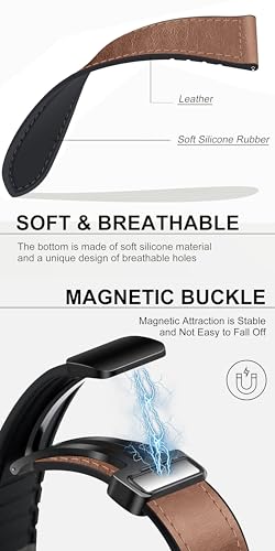 Image of ACM Watch Strap Leather Magnetic Silicone 22mm compatible with Noise Halo 2 Mod Smartwatch Belt Luxury Band