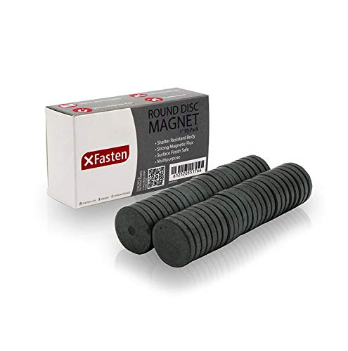 XFasten Ceramic Round Disc Magnets 1-Inch (50-Pack), Strong and Round Industrial Magnets, Grade 5 Strong for DIY and Craft, School Experiment and Whiteboard Bottlecap projects