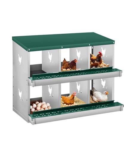 Garvee Pondoir Poules Pondeuses 6 Compartiments, Pondoir pour Poules avec Système de Collecte...