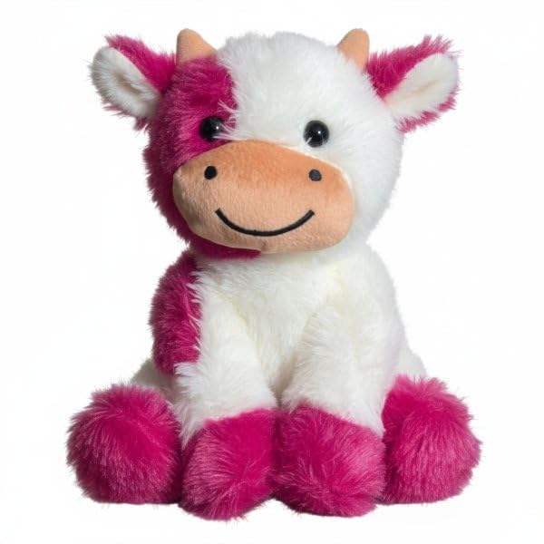 Sibupue Cow Stuffed Animals Soft Plush Cute Cow Doll for Boys Girls 8in (zuo NIU Hong se) - image 5