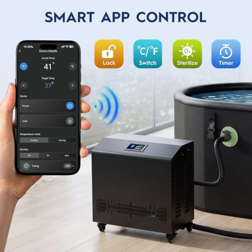 WiFi Smart 1HP Cold Plunge Water Chiller with Double Filter System