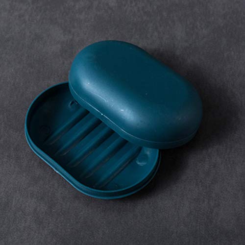 KMOCEPLY Portable Soap Dish - Travel Soap Box with Lid - Leakproof Soap Case - Plastic Holder (Blue)