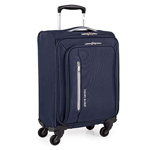 Pierre Cardin Cion Equipaje de cara suave con ruedas duraderas probadas por estrés | Maleta telescópica con asas de embalaje CL610M, Azul marino y gris., Small,