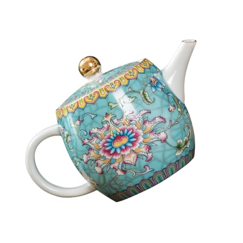 VERDANVERSE ?琅彩 天?色 耐熱 ティーポット 家用 おしゃれな茶器 デリケートな丸みのあるフォルム 茶会やームに