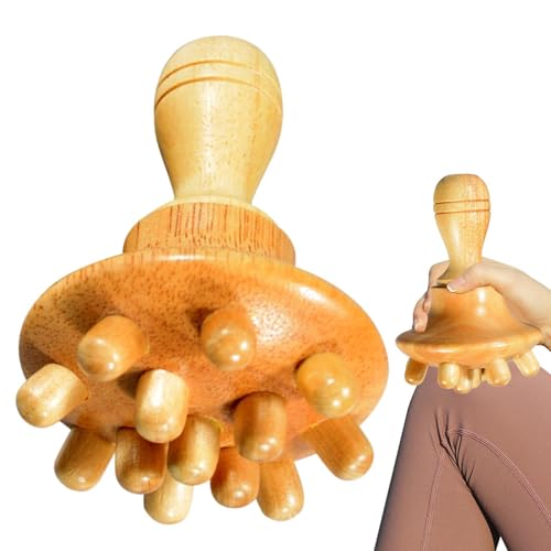 マッシュルームマッサー - ボディマッサージツール、ブナの彫刻|筋肉弛緩機器、ウェルネスアクセサリー、人間工学に基づいた木製ハンドル、顔と体のためのリラックスツール、アンチメーターマッサージ
