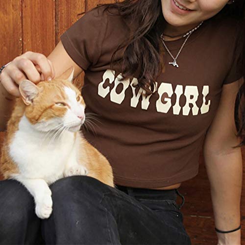 MISSACTIVER Women’s Sexy Vintage Graphic and Letter Print Crop Top Casual Summer Slim Short Sleeve Crop T-Shirt4