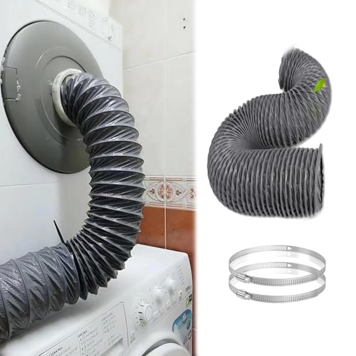 Flexible Dryer Vent Hose Kit-32mm Thickened Nylon Duct with Stainless Steel Clamps - 1-20m Length for Kitchen, Bathroom(L32ft D63mm)