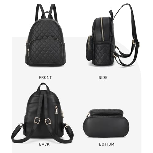 Image of Quilted Small Backpack for Women PU Leather Casual Handbag Daypack Purse | Stylish Quilted Design, water-resistant premium PU leather, matches all daily outfits, lightweight for everyday carry