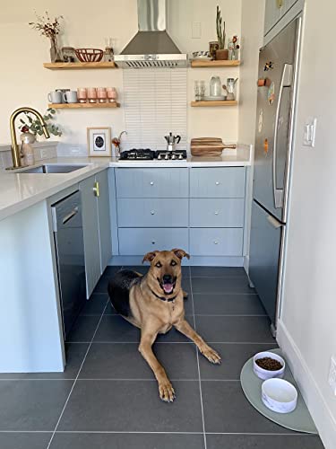 Silicone Pet Food Mat: Waterproof, Non-Slip, Raised Edges To Prevent Spills, Easy-To-Clean Flexible Tray For Dog Feeding And Water Bowls. Large, Cute, Modern Design. (Sage Green) #TOP3