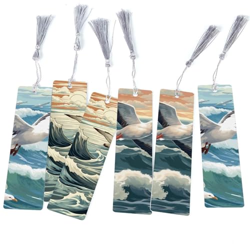 Lot de 6 marque-pages à pompons motif mouette pour les passionnés de lecture