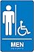 Accuform PAD107BU Plastic ADA Braille Tactile Sign, Men" with Wheelchair/Handicapped Accessible Graphic, 9" Length x 6" Width x 1/8" Thickness, White on Blue