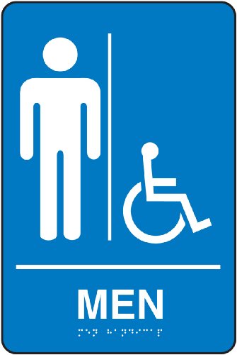 Panneau braille Men pour signalisation handicapé Accuform PAD107BU bleu 9x6 pouces