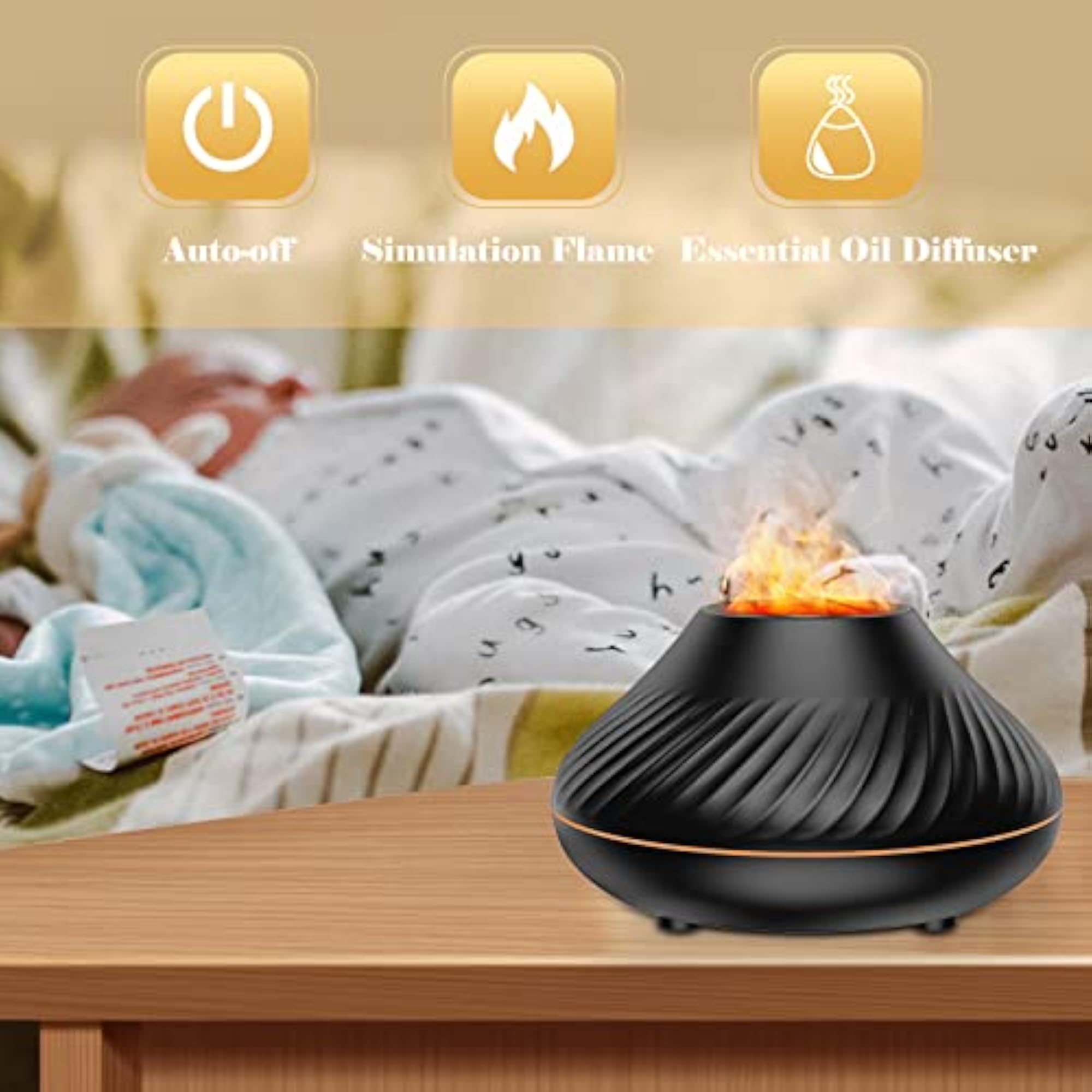 Flame Mist Aromatherapy Diffuser with 7 Night Lights