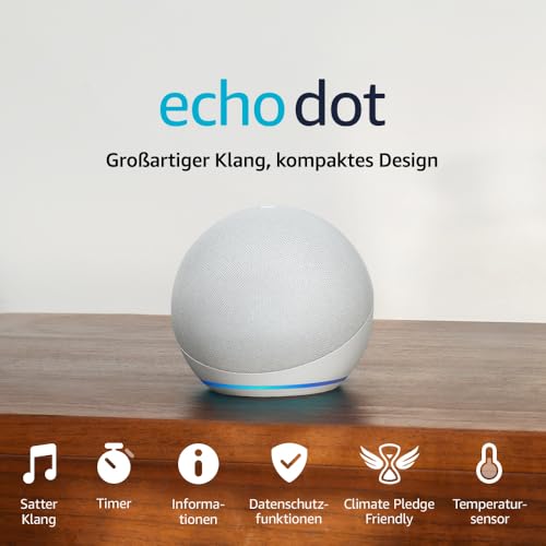 Echo Dot (Neueste Generation) | Smarter WLAN- und Bluetooth-Lautsprecher mit Alexa und gigantischem, sattem Klang | Weiß