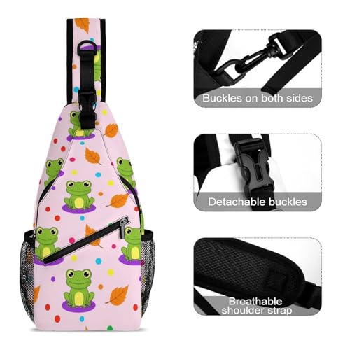 Fashion Day Pack Small Cross Body Backpack Sling Shoulder Bag Chest Bag For Men And Women Cute Frog3