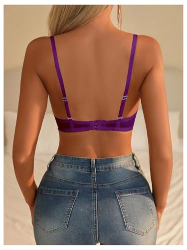 Image of RoseSeek Women's Sheer Lace Underwire Bras Backless Push Up Bra Lingerie