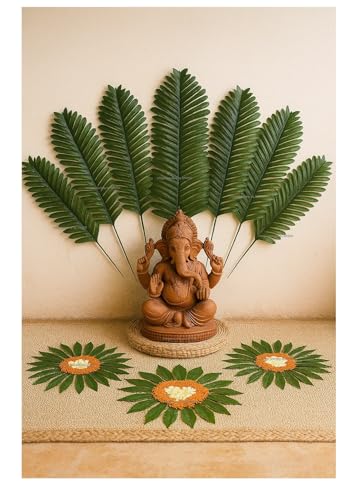 Image of SPHINX Artificial Pine,Cedar,Cypress,Conifer,Eucalyptus Stems /Needles- Faux Greenery Home Decor,Festivals,Trousseau,Gift Packing,Baskets,DIY Crafts & Celebrations- (10, Pinnate Palm Sticks Needles)