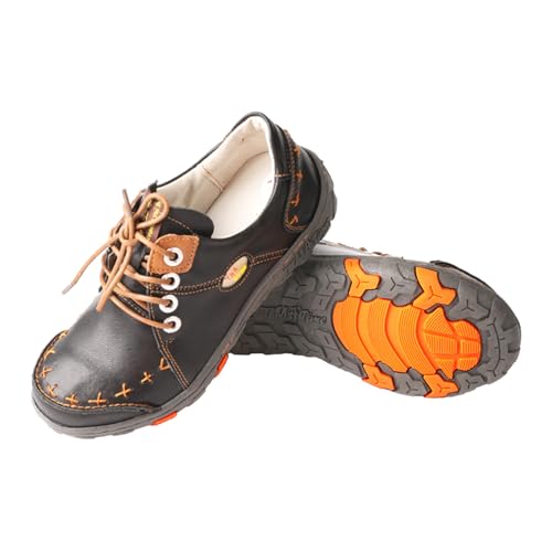 TMA EYES Women's Leather Non-Slip lace-up Leather Fashion Shoes Flats Comfortable with Hand-Stitched Design4
