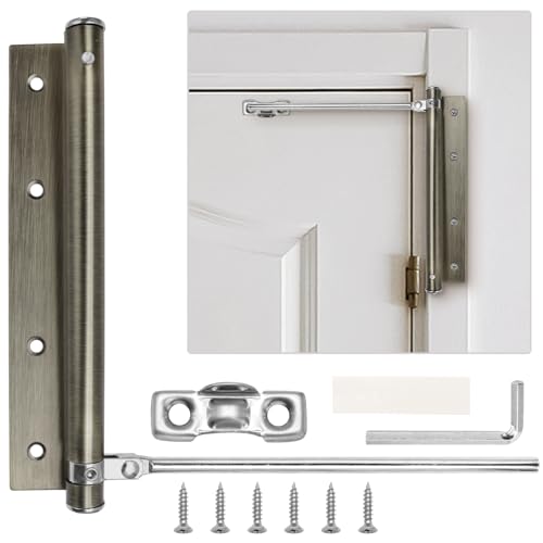 Kyuionty Automatic Door Closer Stainless Steel Soft Close Safety Spring Door Closer for Home Hotel with Screws, Antique Bronze